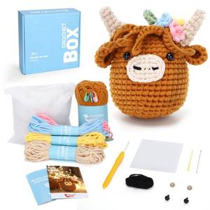 lot 20448 image: CrochetBox Brown Highland Cow Crochet Kit for Beginners, Craft for Adults