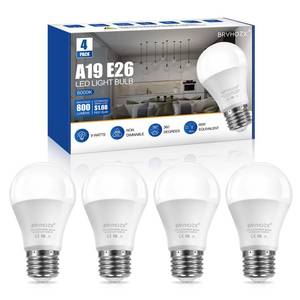 lot 20465 image: BRVHOZX A19 LED Light Bulbs, 9W Daylight White 6000K 800LM with E26 Base, Equivalent to 60W Halogen, Non-Dimmable, 360°Beam Angle, AC 100-120V, Led Light Bulbs for Home Lighting-4Pcs