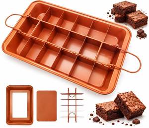 lot 20467 image: Ailelan Brownie Pan, Non Stick Brownie Pans With Dividers, 18 Pre-slice Brownie Baking Tray, High Carbon Steel Bakeware for Oven Baking, Size 12 X 8 X 2 Inches