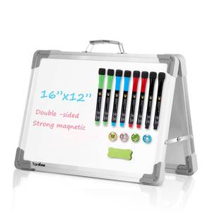 lot 20468 image: Tankee Dry Erase Board 16x12 Inches Double Sided Magnetic Small Whiteboard (4 Markers Only)