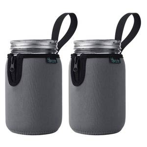 lot 20471 image: Beautyflier Mason Jars 32oz Wide Mouth Sleeve Regular Mouth Mason Jars Insulators Drinking Glass Coolers Sprouting Jars Blackout Sleeve (Gray)