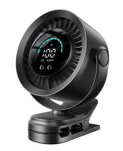 lot 20472 image: KIMMOO Portable Clip on Fan, 100-Speed Rechargeable USB Fan with LED Display, 360° Rotation & Strong Airflow Desk Fan, Up to 17 Hours Small Battery Fan for Outdoor Travel Camping Treadmill Car (Black) (CLIP BROKEN)