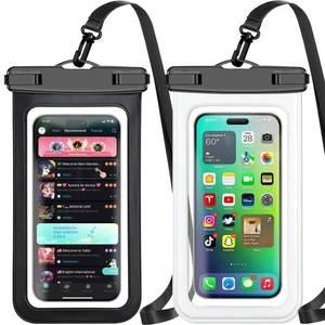 lot 20475 image: Waterproof Phone Pouch,2 Pack Black White Phone Waterproof Case,Cell Phone Dry Bag,Protection Level IP68,Beach Cruise for Apple iPhone,Samsung,and More,Lanyard Included,(Fits Up to 8.3),Black,White