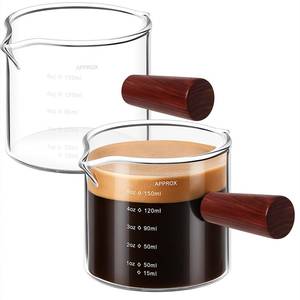 lot 20484 image: Zubebe 2 Pack Espresso Shot Glasses 5oz, Wood Handle Double Spouts