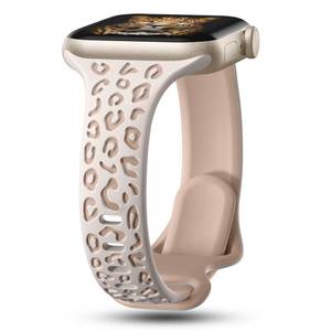lot 20492 image: Slim Leopard Engraved Bands Compatible with Apple Watch Band Women Silicone