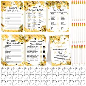 lot 20494 image: Estune 331 Pcs Bridal Shower Games with Rings, Bee