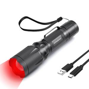 lot 20496 image: METII Red Flashlight Rechargeable, HighLow Red Light & White Light 3 Modes, for Astronomy, Aviation, Night Observation
