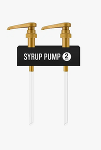 lot 14071 image: 2 Pack Gold Syrup Pump Dispenser for 750ml Plastic Bottle and Measuring Cups