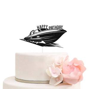 lot 1002 image: ZLPDS Speedboat Cake Topper Black Glitter 6.5 x 3