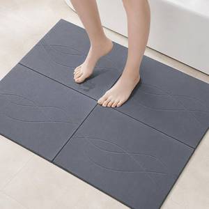 lot 1787 image: Extra Large Stone Bath Mat for Bathroom,31.5 x 23.6 Quick-Drying Diatomite Stone Shower Mat,Spliceable Design Instant Dry Technology Bath Mats Non-Slip Easy to Clean(Linear Dark Gray)