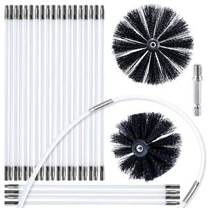 lot 1814 image: HOKLNUSE Dryer Vent Cleaner Kit Chimney Sweep Cleaning Tools Pellet Stove Cleaner Kit Air Dryer Duct Fireplace Brushes for Easy Lint Cleaning with 4 and 6 Brush Heads (Heavy Duty, 30Feet)