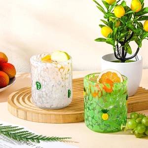 lot 1825 image: Reallnaive 2 Pcs Summer Icon Juice Glass 14 oz Pineapple Lemon Summer Party Whiskey Glass Fruit Icon Hand Blown Cocktail Drinking Glasses Cups for Holiday Hawaii Drinkware Home Decor Lovely Gifts