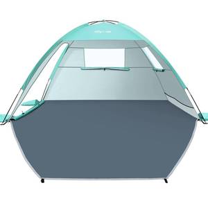 lot 1827 image: Glymnis Beach Tent Sun Shelter for 3 Person, UPF 50, Easy Setup, Green