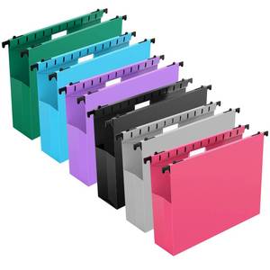 lot 1836 image: SHUTEX Extra Capacity Plastic Hanging File Folders,12 Pack,Letter, 6 Colors