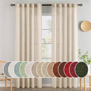 lot 1837 image: MIULEE Light Taupe Linen Curtains 52x84 Inch Length for Bedroom Living Room