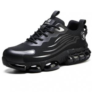 lot 1841 image: Hogent Steel Toe Shoes for Men, Cushioned Safety Work Sneakers Carbon Black 15