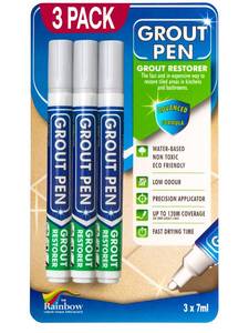 lot 2200 image: Grout Pen Light Grey Tile Grout Paint Marker - 5mm Tip (7mL) - 3 Pack
