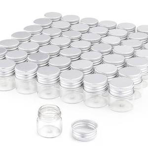 lot 2216 image: DMuuuDM 50 Pack,10ml Clear Glass Essential Oil Bottle,Empty Travel Glass Liquid Sample Vial Decorations Preservation Storage Vials Test Jars Container -1.18 W x 1.18 H