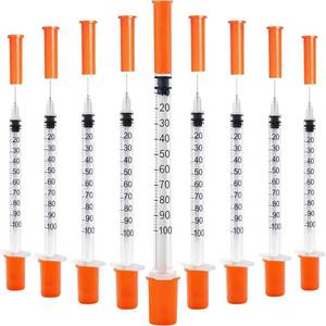 lot 2228 image: 120 PACK U-100 Syringes, 30G 516 (8mm) 1mlcc Disposable Syringe, Individual Wrapped, Lab Supplies