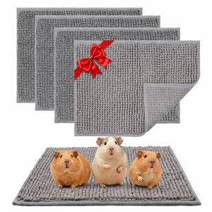 lot 2233 image: Guinea Pig Cage Liner, 4 PCS Washable Guinea Pig Bedding Fleece Mat