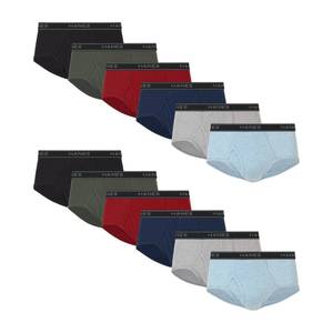 lot 2269 image: Hanes Mens Underwear Brief Pack, Dyed Cotton Briefs, Moisture-Wicking Underwear for Men, Mid-Rise, 12-Pack S