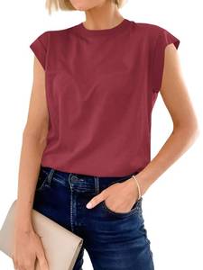 lot 2280 image: Cicy Bell Womens Cap Sleeve Tops Summer Casual Cotton T Shirts Basic Tees XL