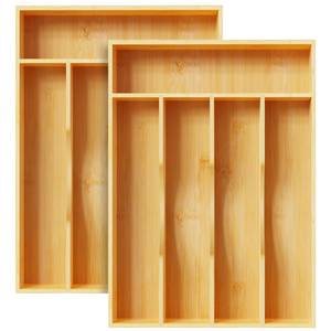 lot 5054 image: Greenual Bamboo Silverware Organizer 10in 2-Pack