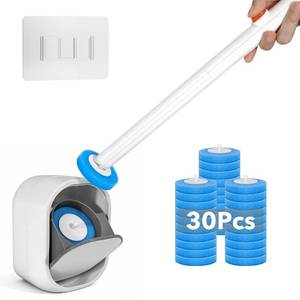 lot 7864 image: Dargoose Disposable Toilet Brush Starter Kit, 30 Refills