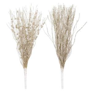 lot 7866 image: SLKING STORE 16-Pack Glitter Berry Stem Ornaments, Champagne Gold