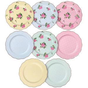 lot 7881 image: Brew To A Tea Porcelain Floral Plates Set of 8