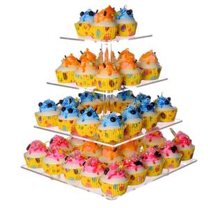 lot 7902 image: LoveDisplay 4-Tier Acrylic Cupcake Stand, 15.7 Height
