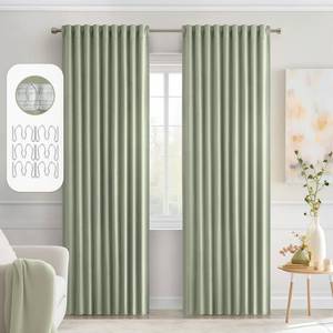 lot 7909 image: MIULEE Sage Green Blackout Curtains 52x84 Inch 2 Panels