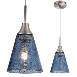 lot 7914 image: Viinew 5.9 Dark Blue Seeded Glass Pendant Light