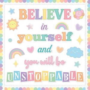 lot 8249 image: Justforjoyful Bulletin Board Set Pastel Motivational
