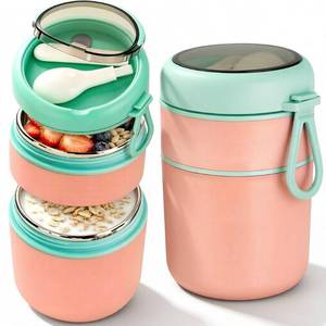 lot 8250 image: Dual-Compartment Insulated Food Jar 24oz Pink