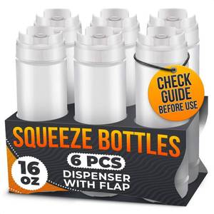 lot 8270 image: BURIUS 6-Pack Inverted Condiment Squeeze Bottles 16 oz