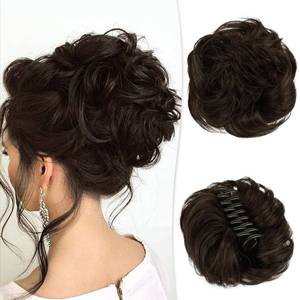 lot 8301 image: RUWISS Claw Clip Messy Bun Hair Piece Dark Brown
