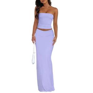 lot 8309 image: Goafuliy Womens Two Piece Maxi Skirt Set Purple S