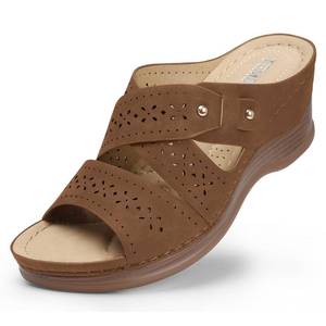 lot 8312 image: TEMOFON Womens Wedge Sandals Black Size 6
