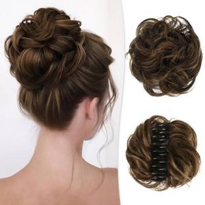 lot 8315 image: RUWISS Claw Clip Messy Bun Hair Piece 100% Human Hair