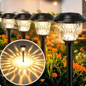 lot 9011 image: Beau Jardin 8 Pack Solar Pathway Lights Outdoor Solar Powered Light Waterproof Glass High Lumen for Garden Landscape Path Yard Walkway Patio Driveway Outside White Color Changing Black