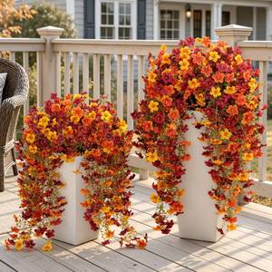 lot 9016 image: 4 Pcs Upgrade Big Artificial Hanging Fall Flowers for Outdoors Decorations