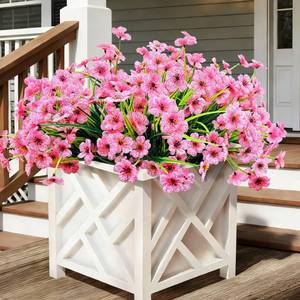 lot 9027 image: Satefello 20 Bundles Artificial Flowers for Outdoors, UV Resistant Fake Flowers with Plastic Plants, Faux Silk Flower for Outdoors Planter, Fake Realistic Plant Outside Window Boxes Patio Decor-Pink
