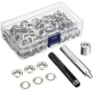 lot 10452 image: Pangda 100 Sets Grommet Eyelets Kit with Tool, 38 Inch Inside, Silver