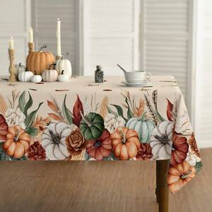 lot 10457 image: Horaldaily Fall Tablecloth 60 x 84 Inch Rectangular Flower Autumn Harvest