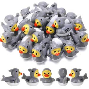 lot 10471 image: GGSTDDUP 60 Pcs Shark Ducks Toy Figures, Mini Shark Resin Ducks Bulk