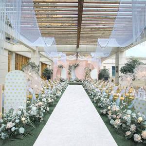 lot 10487 image: White Aisle Runner for Wedding Velvet Aisle Carpet 2FTx15FT Wedding Accessories Romantic Velvet Fabric Floor Aisle Runner for Weddings Ceremony Decorative Aisle Rugs for Birthday Events