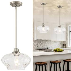 lot 11559 image: Brushed Nickel Pendant Light Fixture E26  Retail $109.99