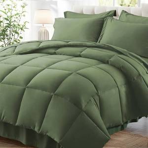 lot 11569 image: Zzlpp Queen Comforter Set 7-Piece Olive Green