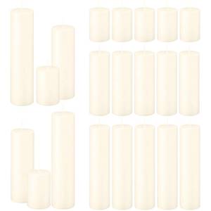 lot 11576 image: 18 Pack Ivory Pillar Candles, Unscented